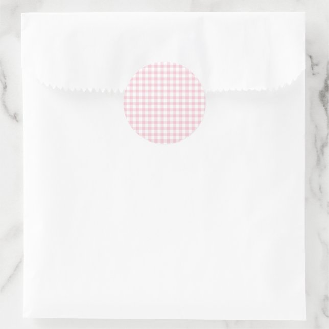 Sticker Rond Gingham Rose Classique (Sac)
