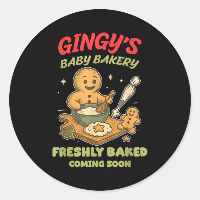Sticker Rond Gingy's Baby Bakery Freshly Baked Coming Soon Chri (Devant)