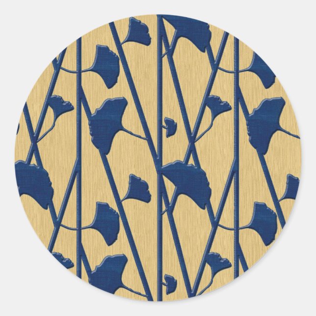Sticker Rond ginkgo bleu (Devant)