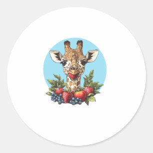 Sticker Rond Girafe Aux Fraises Pommes De Bleuvres