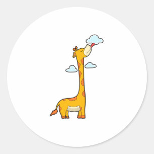 Sticker Rond Girafe aux nuages