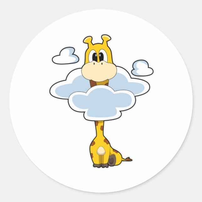 Sticker Rond Girafe aux nuages (Devant)