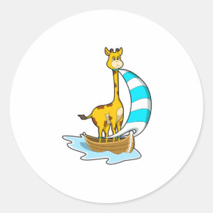 Sticker Rond Girafe avec voilier