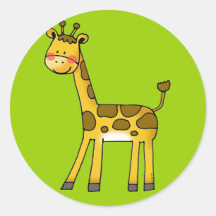 Sticker Rond girafe de dessin animé