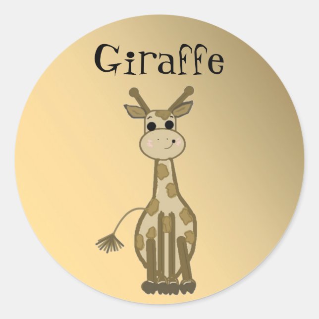Sticker Rond Girafe de dessin animé (Devant)