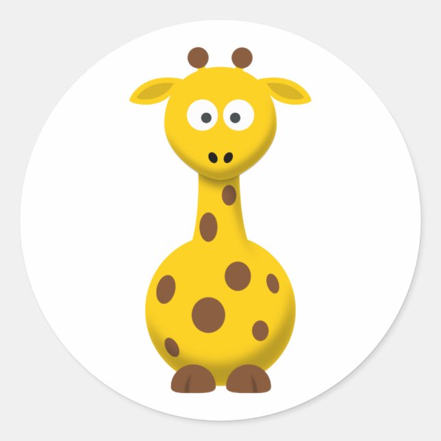 Sticker Rond Girafe de dessin animé (Devant)