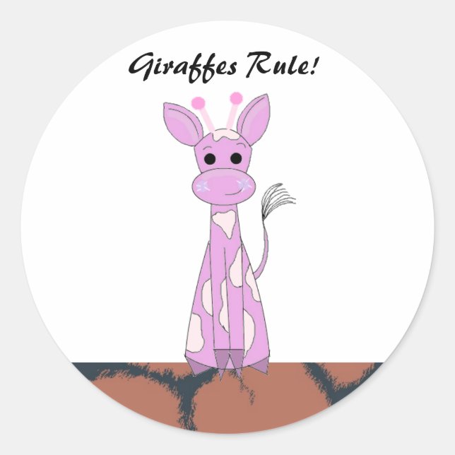 Sticker Rond Girafe de dessin animé avec citation (Devant)
