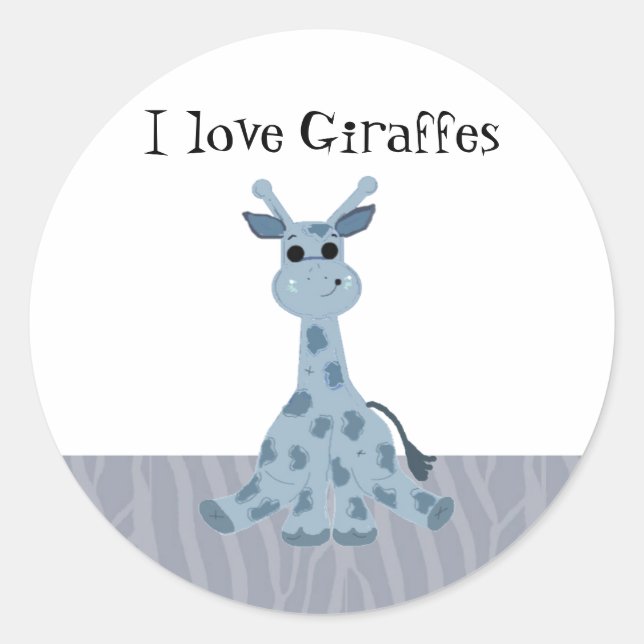 Sticker Rond Girafe de dessin animé avec citation (Devant)