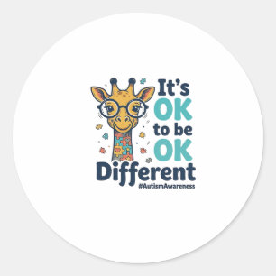 Sticker Rond Girafe de sensibilisation à l'autisme Il est OK d'