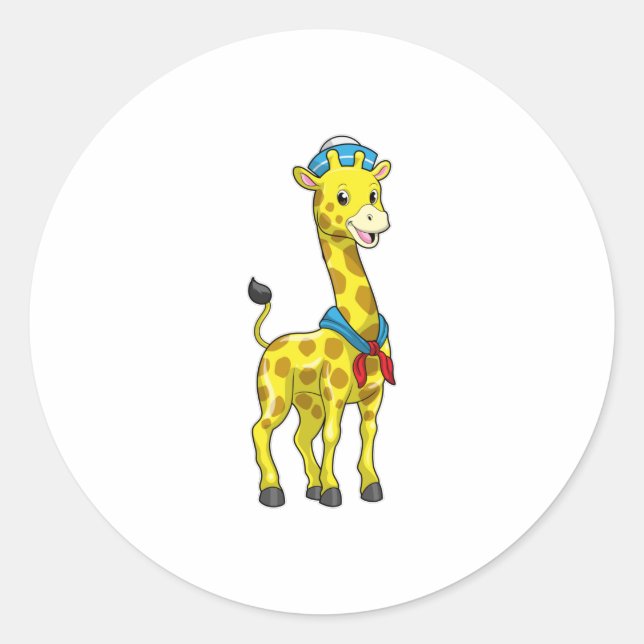 Sticker Rond Girafe en voile avec casquette de voile (Devant)