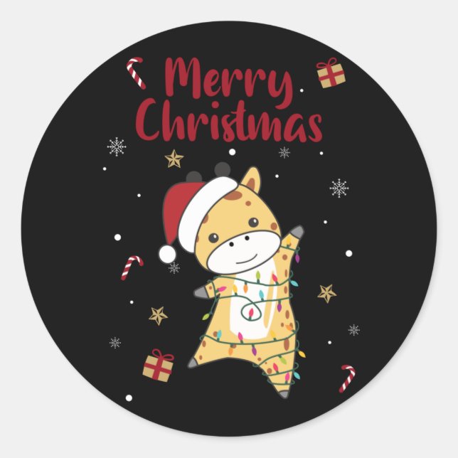 Sticker Rond Girafe Girafe Animaux d'hiver (Devant)