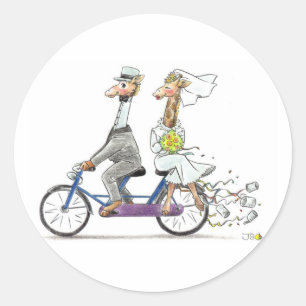 Sticker Rond girafe mariage