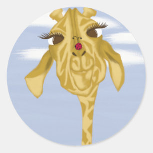 Sticker Rond Girafe Mignonne Et Colorée