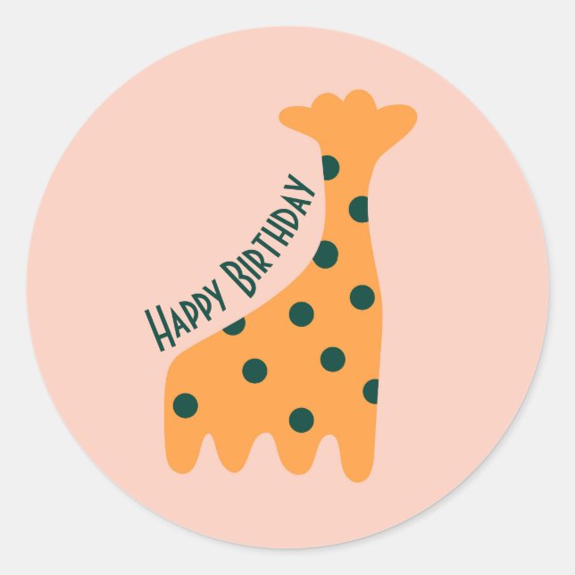 Sticker Rond girafe orange mignonne customisée (Devant)