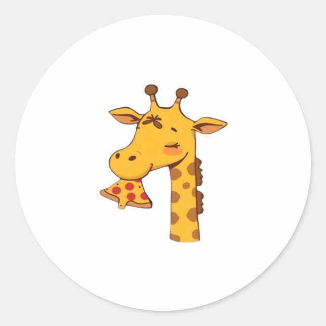 Sticker Rond Girafe pizza nourriture hamburger mignon joyeux an (Devant)