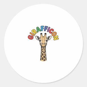 Sticker Rond Girafe Vintage Icône Conception de Chemise de Mign