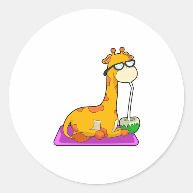 Sticker Rond Giraffe à la noix de coco (Devant)
