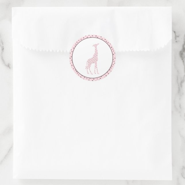 Sticker Rond Giraffe Abstraite rose et Brown tachetée (Sac)