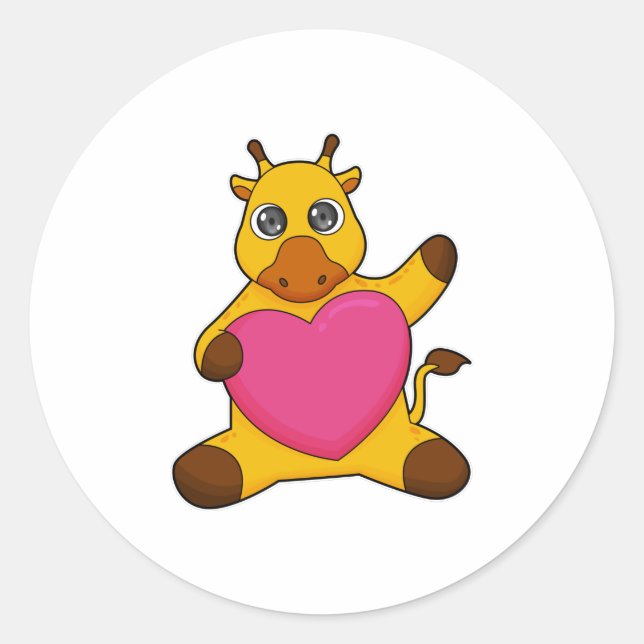 Sticker Rond Giraffe au coeur (Devant)