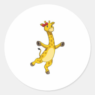 Sticker Rond Giraffe au ruban
