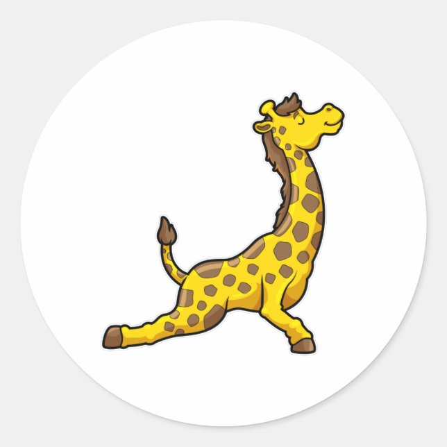 Sticker Rond Giraffe au Yoga Stretching exercices Leg (Devant)