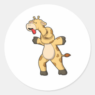 Sticker Rond Giraffe avec noeud dans le cou