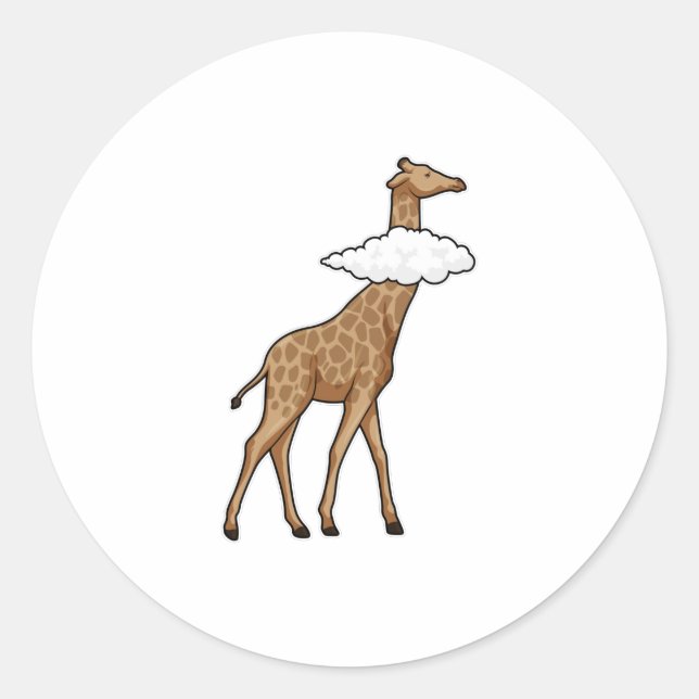 Sticker Rond Giraffe avec nuage (Devant)