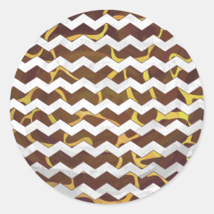 Sticker Rond Giraffe Brown et jaune