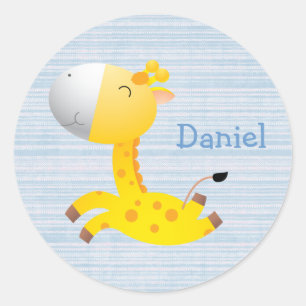 Sticker Rond Giraffe Cartoon Cute personnalisée