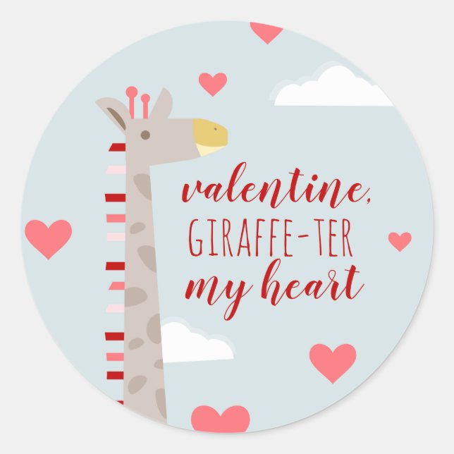 Sticker Rond Giraffe Coeur Valentine Pun (Devant)
