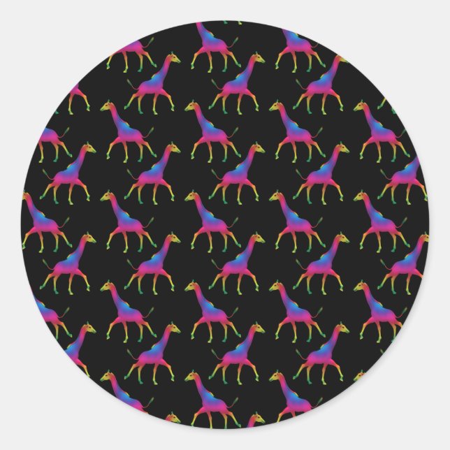 Sticker Rond Giraffe de couleur arc-en-ciel (Devant)