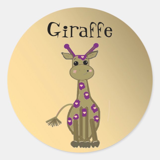 Sticker Rond Giraffe de dessin (Devant)