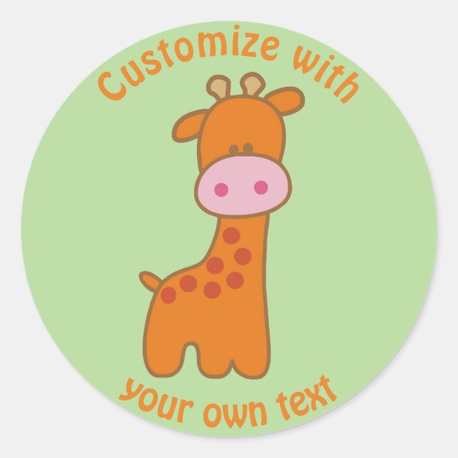 Sticker Rond Giraffe de dessin personnalisé (Devant)