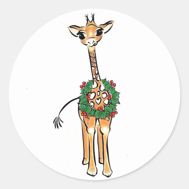Sticker Rond Giraffe de vacances (Devant)
