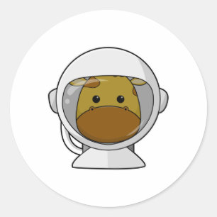 Sticker Rond Giraffe en astronaute avec casque