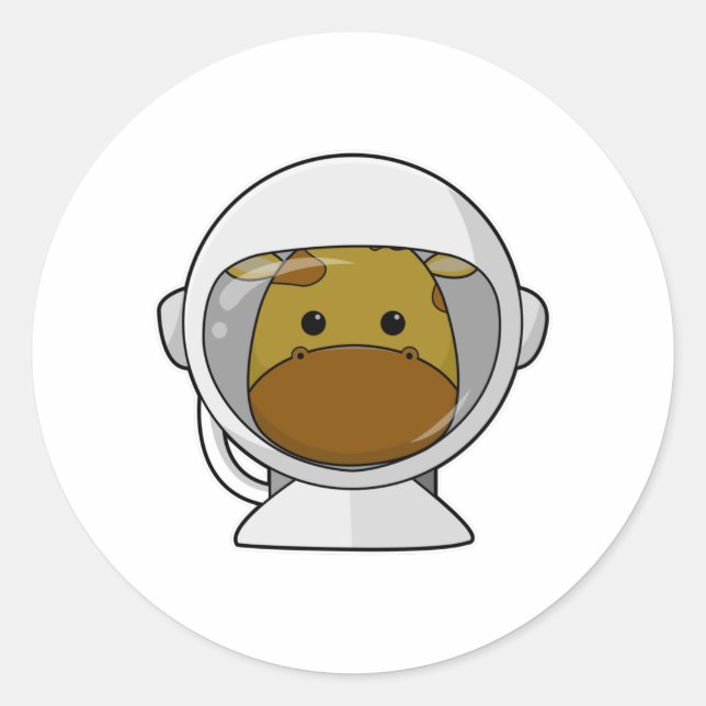 Sticker Rond Giraffe en astronaute avec casque (Devant)