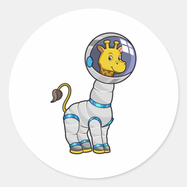 Sticker Rond Giraffe en astronaute dans la sphère de verre (Devant)