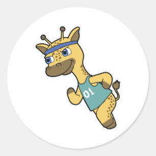 Sticker Rond Giraffe en Jogger à Running avec Headband
