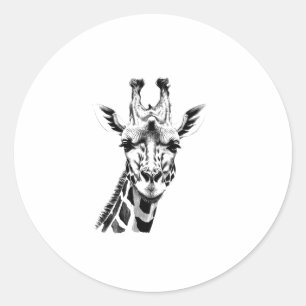Sticker Rond Giraffe Face Afrique détaillée