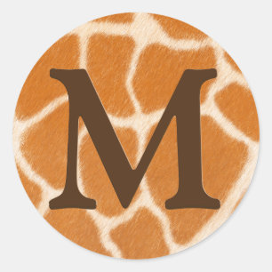 Sticker Rond Giraffe fourrure Poster de animal foncé Brown Mono