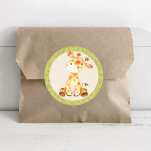 Sticker Rond Giraffe Jungle Animaux Baby shower Favoriser Stick