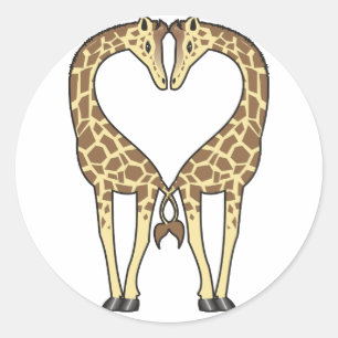 Sticker Rond Giraffe Love