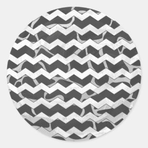 Sticker Rond Giraffe noir et gris Chevron Motif