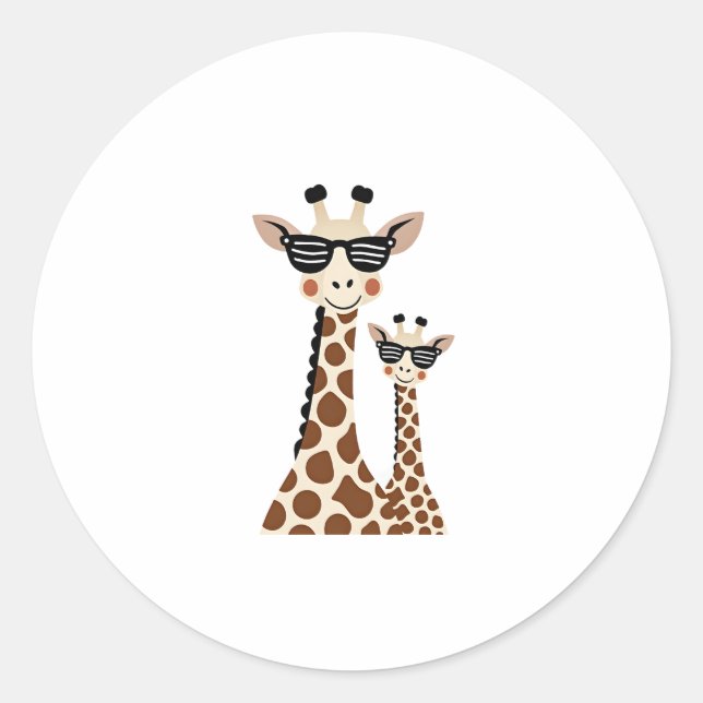 Sticker Rond Giraffe with Sunglasses Jungle Safari Animal Giraf (Devant)