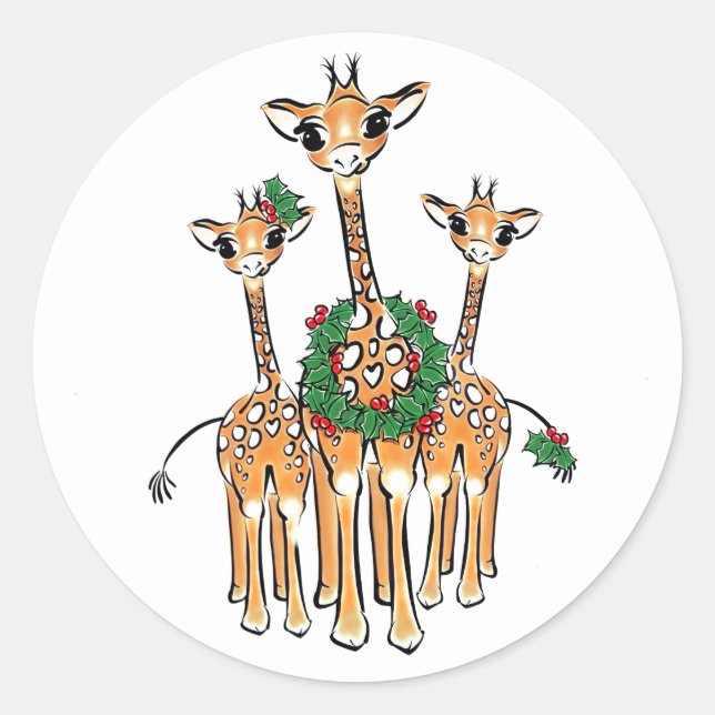 Sticker Rond Giraffes de vacances (Devant)