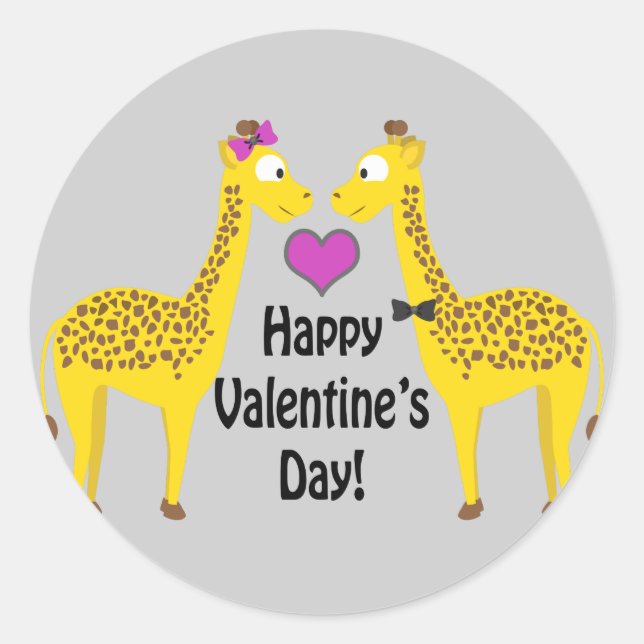 Sticker Rond Giraffes Heureuses Saintes-Valentin (Devant)