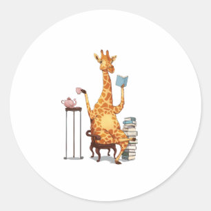 Sticker Rond Giraffes, livres et cadeaux de thé