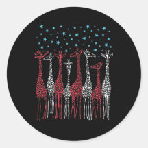 Giraffes rouge blanc et bleu 4 juillet