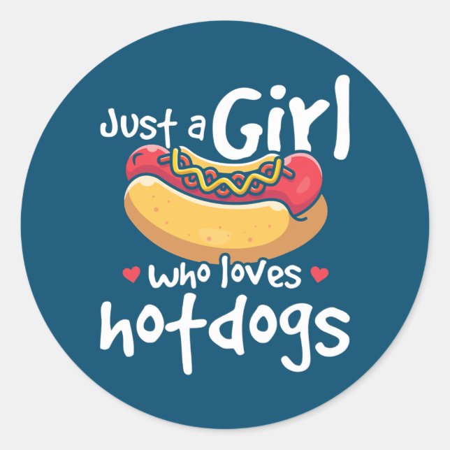 Sticker Rond Girl Hotdog Lover Restauration rapide (Devant)