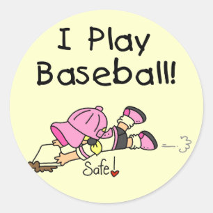 Sticker Rond Girl I Play Tshirts et cadeaux de baseball